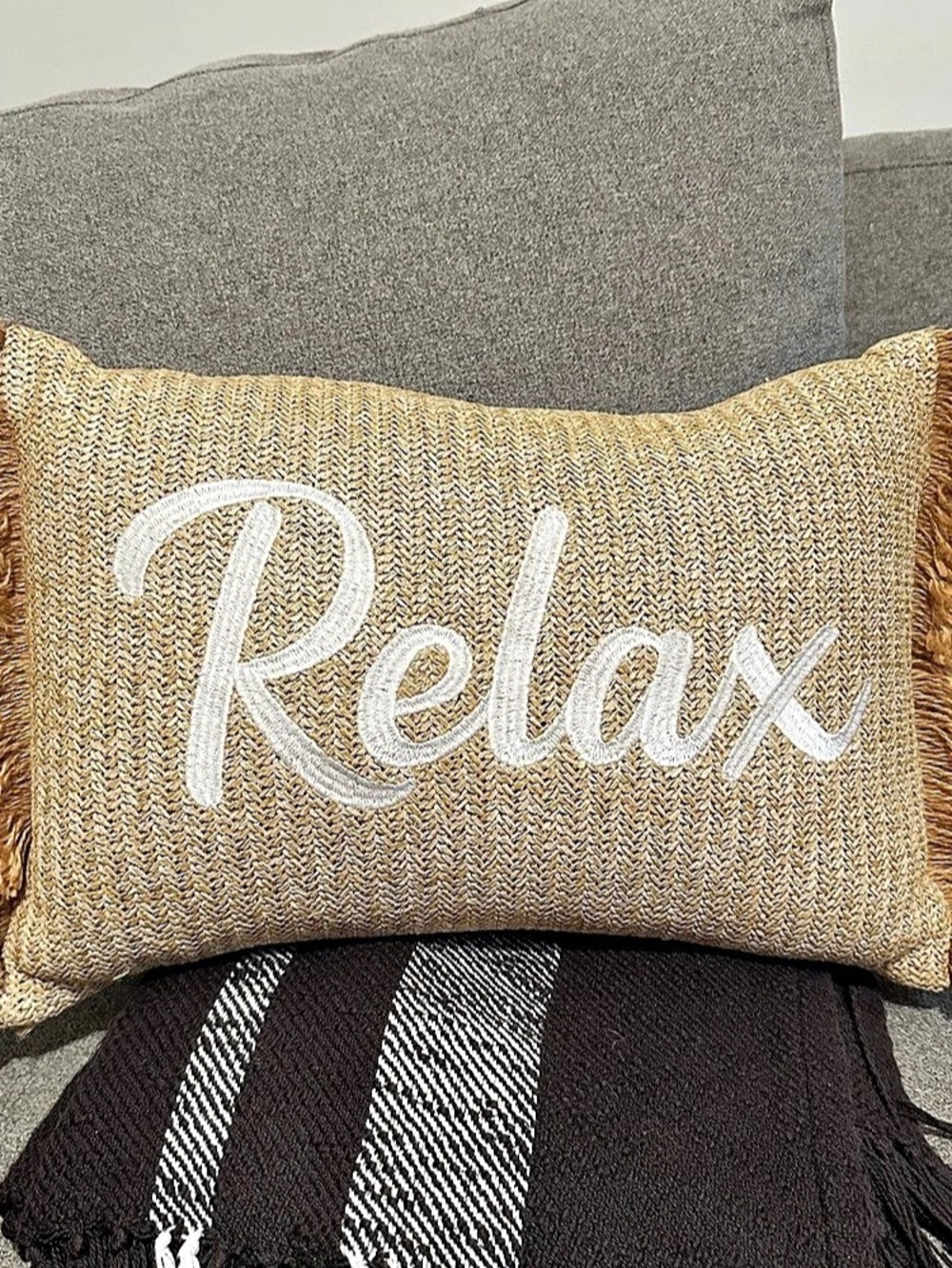 Relax Accent Pillow Brown & White Like New